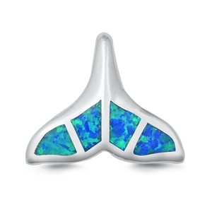 Silver Lab Opal Pendant - Whale Tail