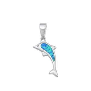 Silver Lab Opal Pendant - Dolphin