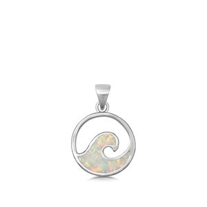 Silver Lab Opal Pendant - Wave