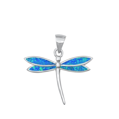 Silver Lab Opal Pendant - Dragonfly