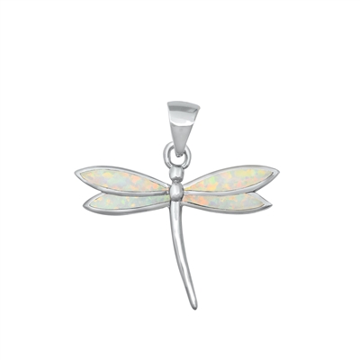 Silver Lab Opal Pendant - Dragonfly
