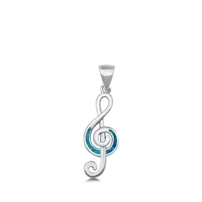 Silver Lab Opal Pendant - Musical Note