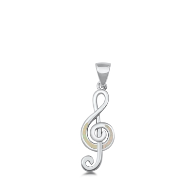 Silver Lab Opal Pendant - Musical Note