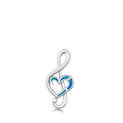 Silver Lab Opal Pendant - Musical Note