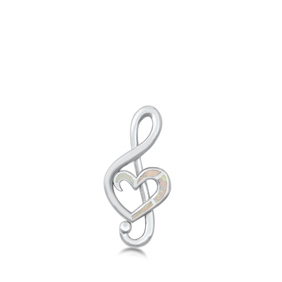 Silver Lab Opal Pendant - Musical Note