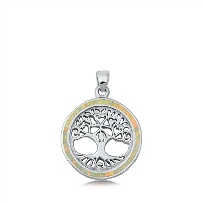 Silver Lab Opal Pendant - Tree of Life