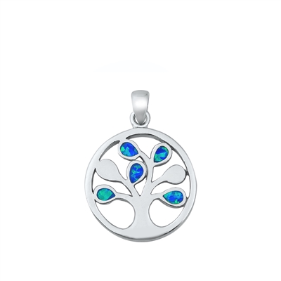 Silver Lab Opal Pendant - Tree