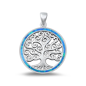 Silver Lab Opal Pendant - Tree of Life