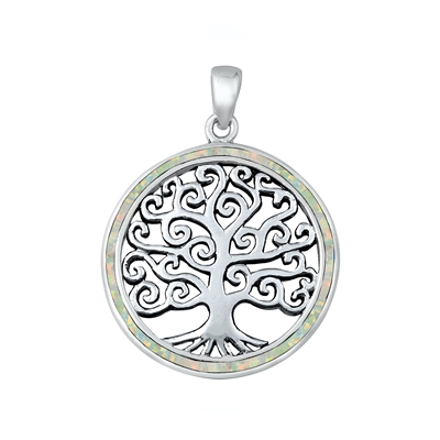 Silver Lab Opal Pendant - Tree of Life