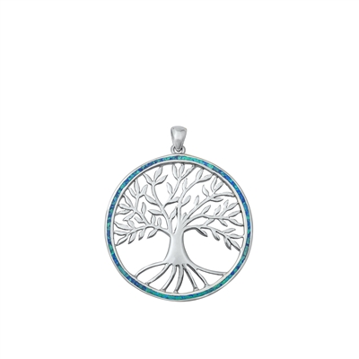 Silver Lab Opal Pendant - Tree Roots