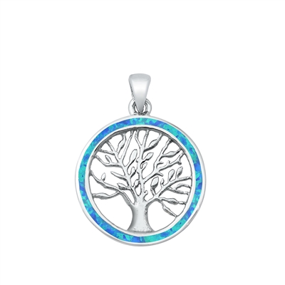 Silver Lab Opal Pendant - Tree of Life