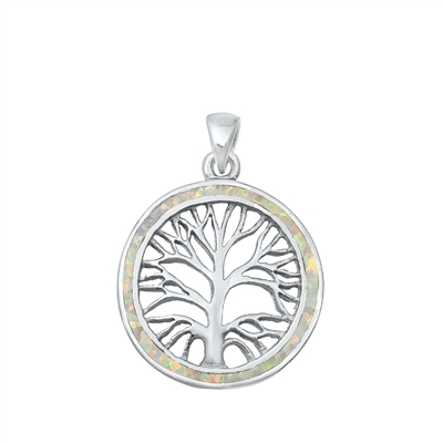 Silver Lab Opal Pendant - Tree Roots