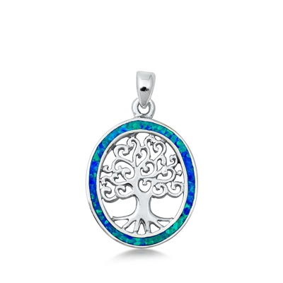 Silver Lab Opal Pendant - Tree of Life