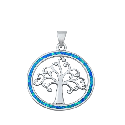 Silver Lab Opal Pendant - Tree of Life