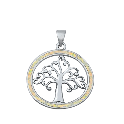 Silver Lab Opal Pendant - Tree of Life