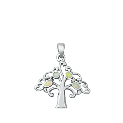 Silver Lab Opal Pendant - Tree