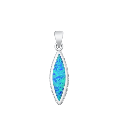Silver Lab Opal Pendant - Marquise