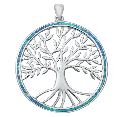 Silver Lab Opal Pendant - Tree of Life