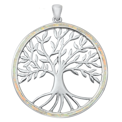 Silver Lab Opal Pendant - Tree of Life