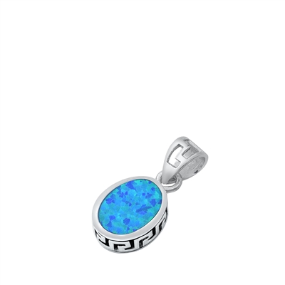 Silver Lab Opal Pendant - Oval