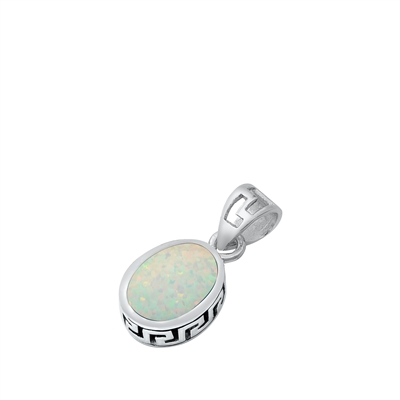 Silver Lab Opal Pendant - Oval