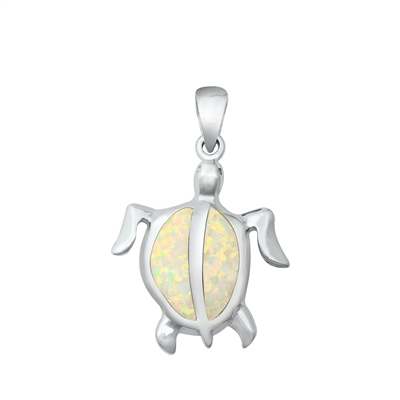 Silver Lab Opal Pendant - Sea Turtle