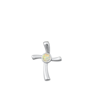 Silver Lab Opal Pendant - Cross