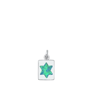 Silver Lab Opal Pendant - Jewish Star