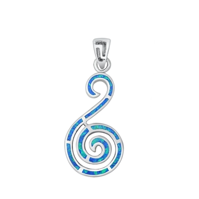 Silver Lab Opal Pendant - Swirl