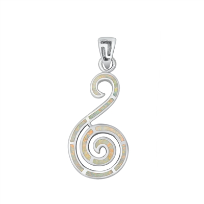 Silver Lab Opal Pendant - Swirl