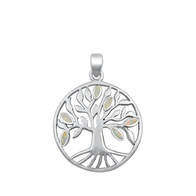 Silver Lab Opal Pendant - Tree of Life