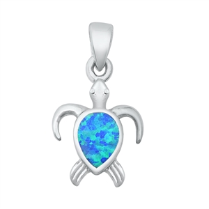 Silver Lab Opal Pendant - Sea Turtle