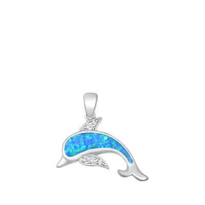 Silver Lab Opal Pendant - Dolphin