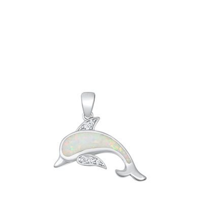 Silver Lab Opal Pendant - Dolphin