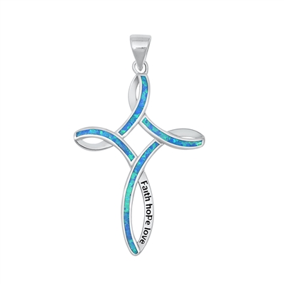 Silver Lab Opal Pendant - Cross