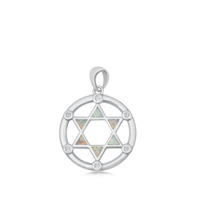 Silver Lab Opal Pendant - Jewish Star