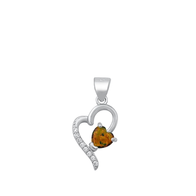 Silver Lab Opal Pendant - Heart