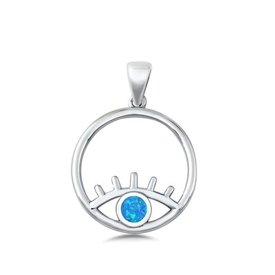 Silver Lab Opal Pendant - All Seeing Eye