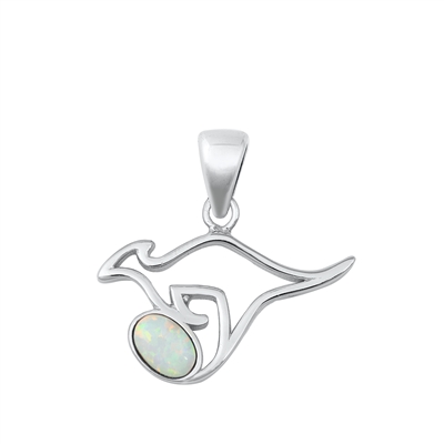 Silver Lab Opal Pendant - Kangaroo