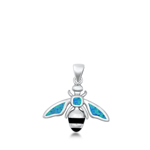 Silver Lab Opal Pendant - Bee
