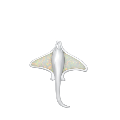 Silver Lab Opal Pendant - Manta Ray