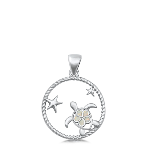 Silver Lab Opal Pendant - Turtle & Starfish