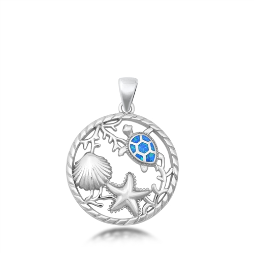 Silver Lab Opal Pendant - Sea Life