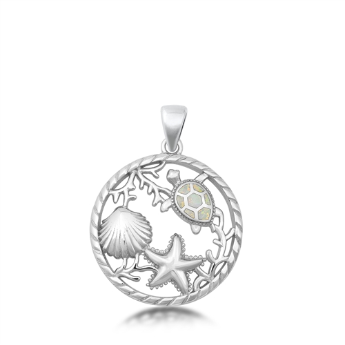 Silver Lab Opal Pendant - Sea Life