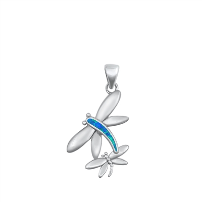 Silver Lab Opal Pendant - Dragonfly