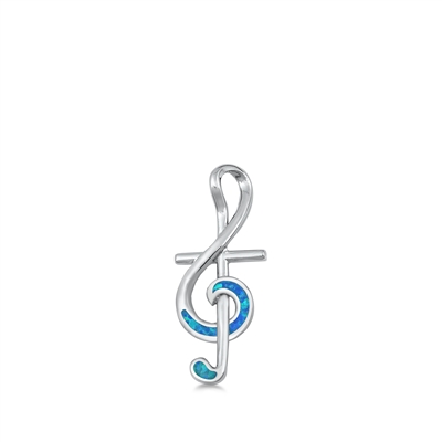 Silver Lab Opal Pendant - Music Note & Cross