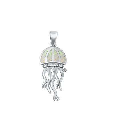 Silver Lab Opal Pendant - Jellyfish