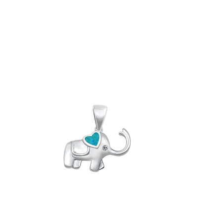Silver Lab Opal Pendant - Elephant