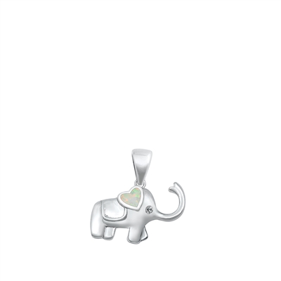 Silver Lab Opal Pendant - Elephant