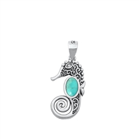 Silver Stone Pendant - Seahorse